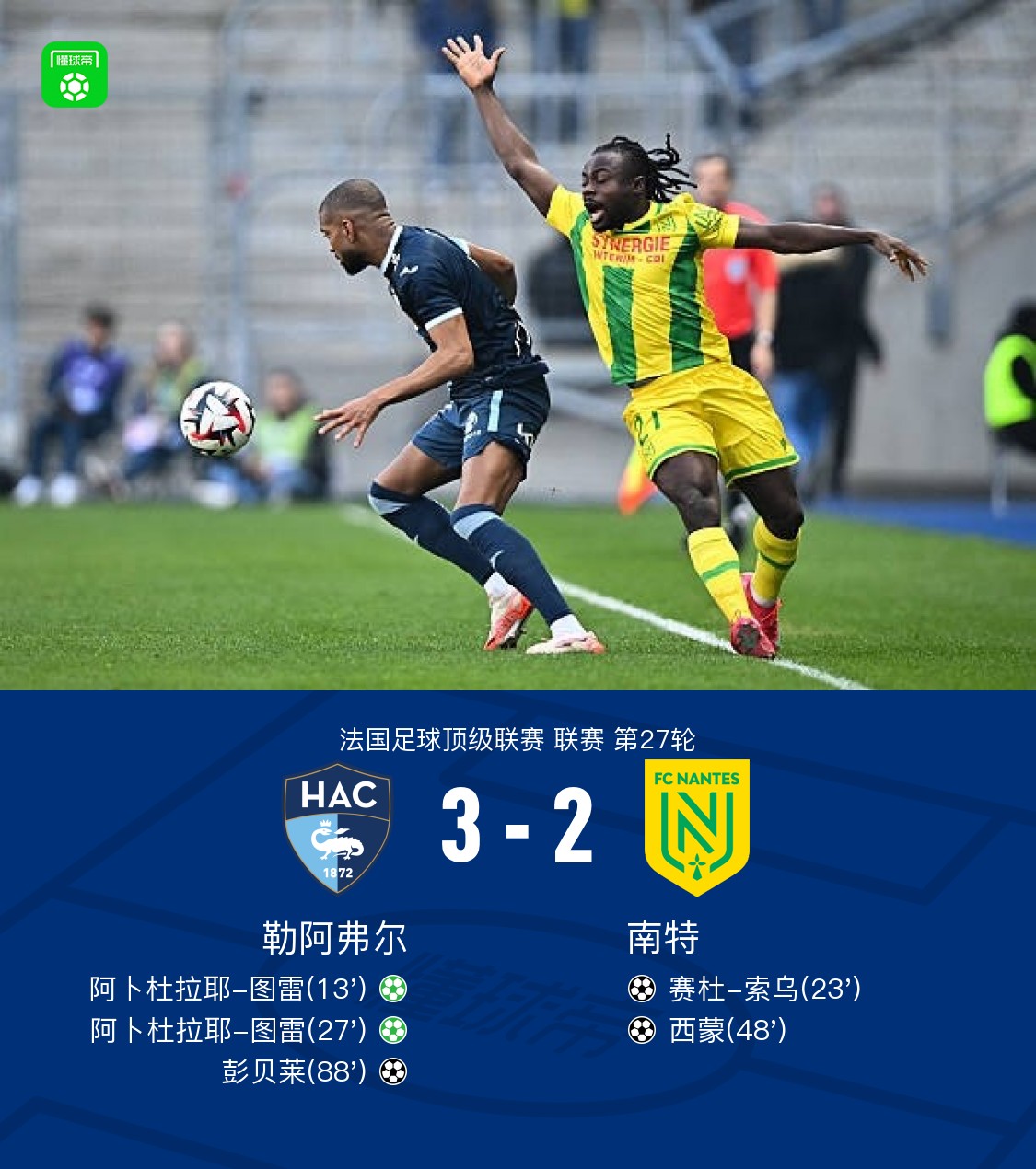 勒阿弗尔战胜斯特拉斯堡，升高积分排名的简单介绍